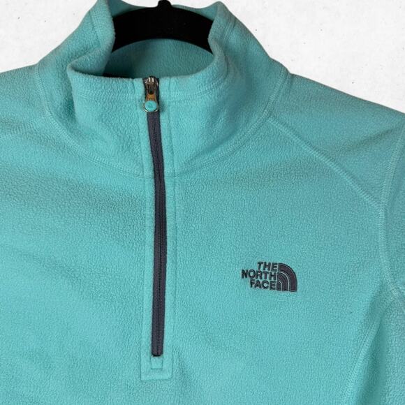 Vintage The North Face Jacket Women's S/P Fleece Aqua 1/4 Zip Lightweight - Picture 3 of 6